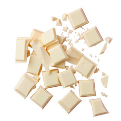 Close-up of white chocolate pieces on Transparent Background