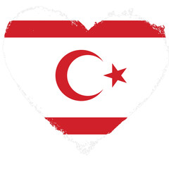 North Cyprus flag in heart shape isolated on transparent background.