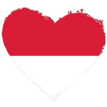 Monaco flag in heart shape isolated on transparent background.