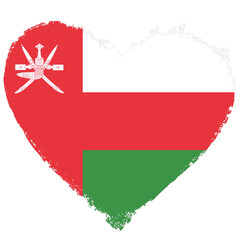 Oman flag in heart shape isolated on transparent background.