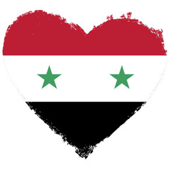 Syria flag in heart shape isolated on transparent background.