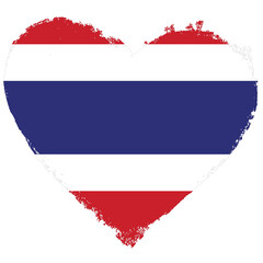 Thailand flag in heart shape isolated on transparent background.