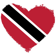 Trinidad and Tobago flag in heart shape isolated on transparent background.