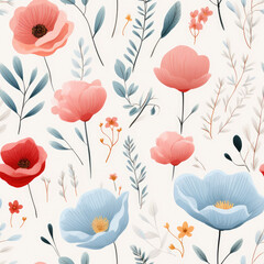 PatternNetz.29, minimalist, pastel, flowers, lotus, seamless, watercolor