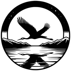 Crane Bird Grus Heron Tall Long-legged Egret Marsh Wetland Fowl, crane bird lake svg, crane bird scene svg, crane bird svg, crane bird print, crane bird silhouette, crane bird clipart - obrazy, fototapety, plakaty