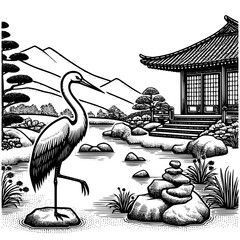 Crane Bird Grus Heron Tall Long-legged Egret Marsh Wetland Fowl, crane bird lake svg, crane bird scene svg, crane bird svg, crane bird print, crane bird silhouette, crane bird clipart - obrazy, fototapety, plakaty