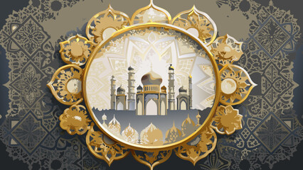 Islamic-round-frame vector illustration