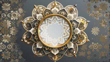 Islamic-round-frame vector illustration