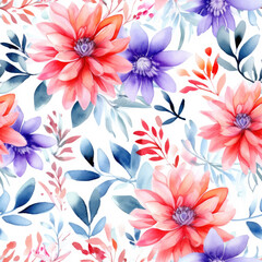 Fototapeta na wymiar PatternNetz.29, Watercolor Blooms, seamless