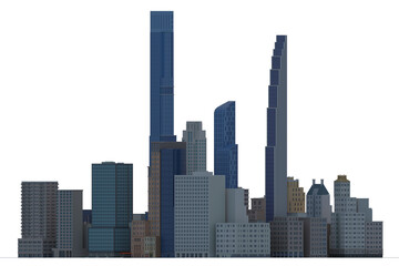 Simple poly Buildings skyscraper Newyork City 3d Render