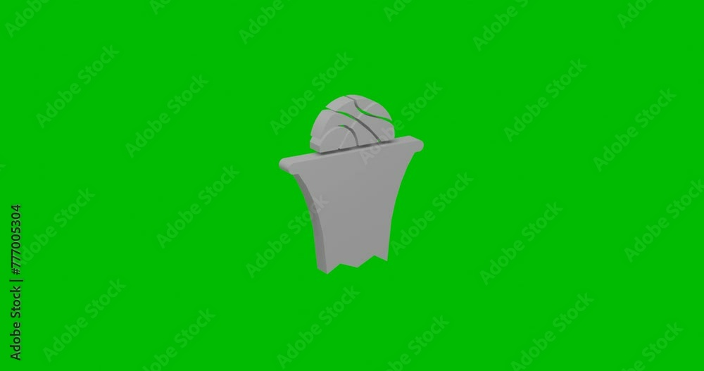 Poster animation of rotation of a white basketball symbol with shadow. simple and complex rotation. seamles