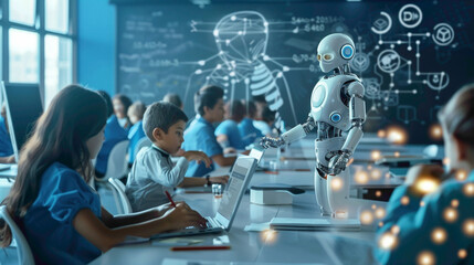 Modern and advance concept images of machine learning AI artificial intelligence. Future of Robotics AI.