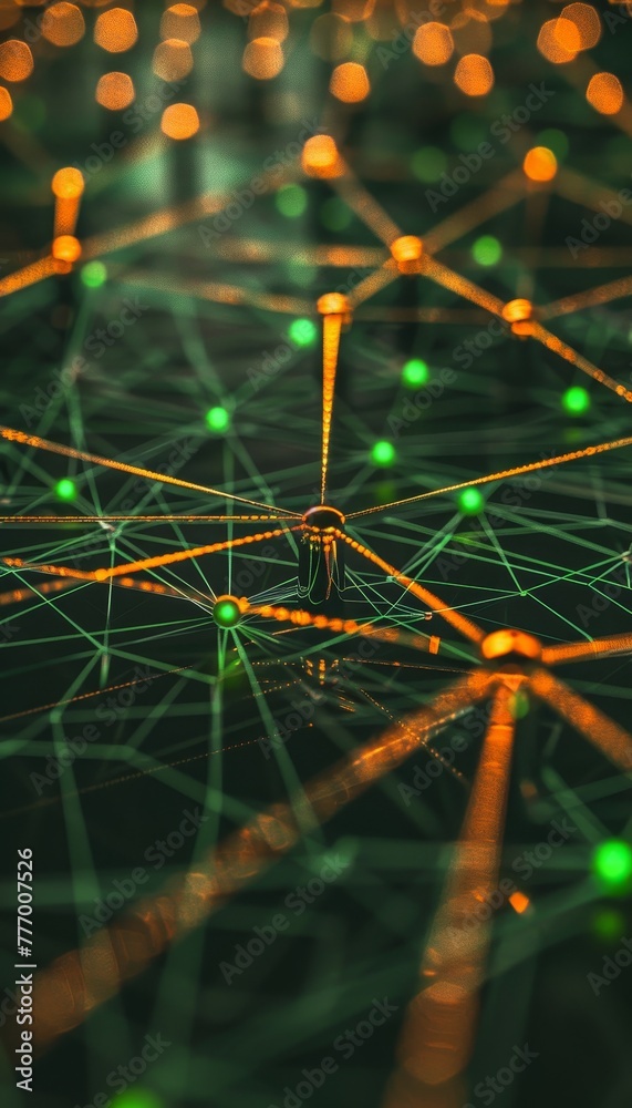 Poster digital network linking stream of data particles in representation of information technology