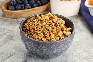 Granola museli cereal for breakfast