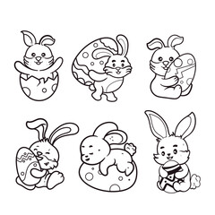 Handrawn Line Happy Easter bunny of Happy Easter