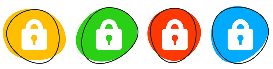 4 bunte Icons: Verschlüsselung - Button Banner