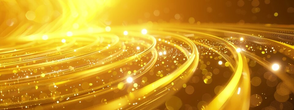 Technology reigns supreme and abstract circles dance in the gold background.