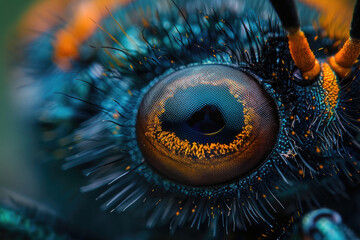 An insect's eye, with its many facets clearly visible