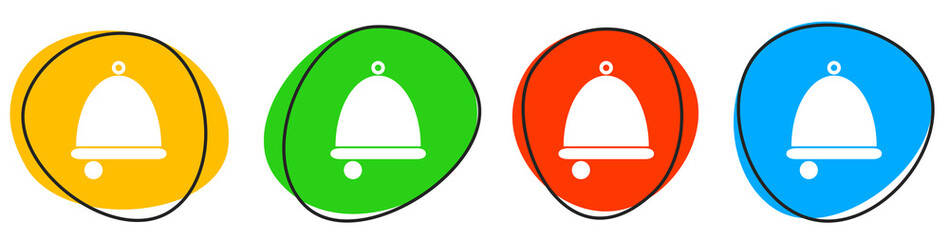 4 bunte Icons: Klingel - Button Banner