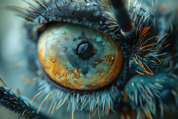 An insect's eye, with its many facets clearly visible
