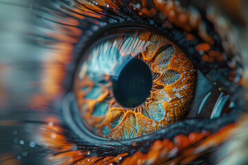 An insect's eye, with its many facets clearly visible - obrazy, fototapety, plakaty