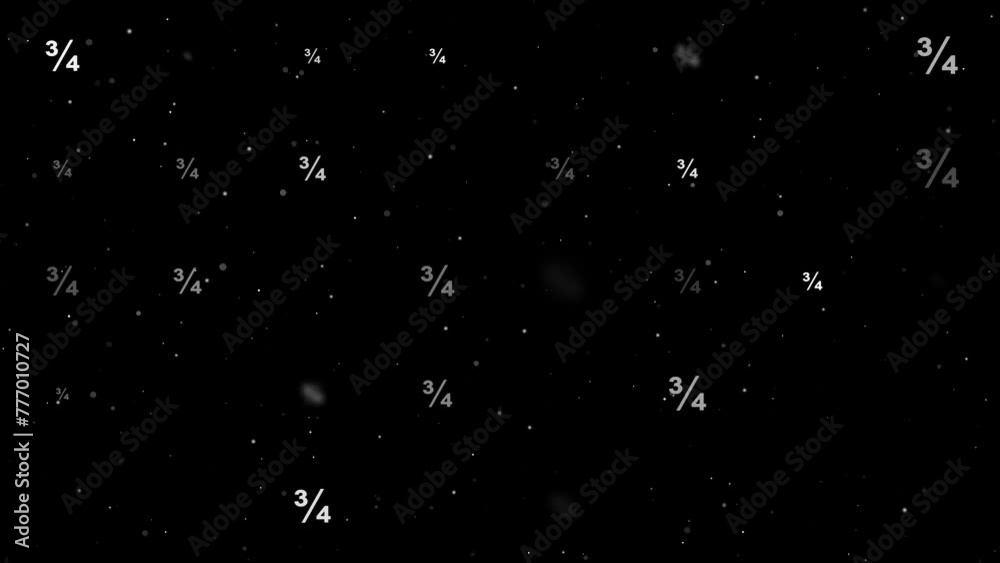 Poster template animation of evenly spaced three quarters symbols of different sizes and opacity. animation