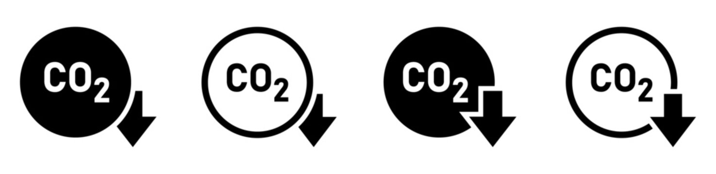 CO2 reduction flat vector icons collection