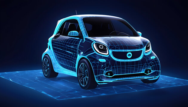 Smart car polygon wireframe abstract image futuristic 5