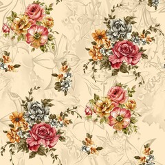 digital textile design and digital motif and digital flower for composition