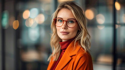 Smiling attractive mature caucasian business woman looking at the camera. Generative AI