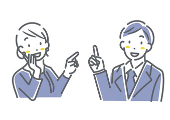 微笑む喪服の夫婦　シンプルでお洒落な線画イラスト