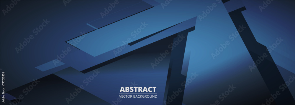 Poster Dark blue abstract vector banner background with geometric technology modern graphic elements. Banner vector illustration