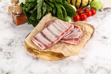 Raw lamb ribs for cooking
