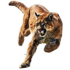 cougar in motion isolated white background