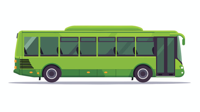 Green bus vector isolated. Flat vector isolated on white