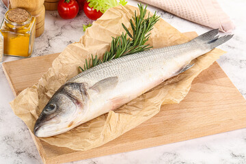 Raw seabass fish for cooking