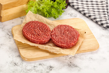 Raw beef  burger cutlet for grill