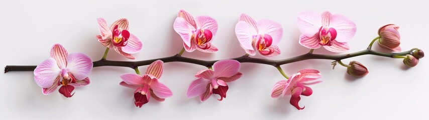 Blossoming Beauty A Close-up of Pink Orchids on a Branch Generative AI
