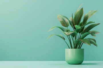 An isolated green plant in a pot - obrazy, fototapety, plakaty
