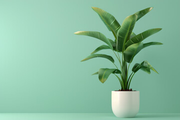 An isolated green plant in a pot