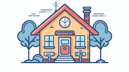 House Water Meter Outline Icon Vector Illustration Fl