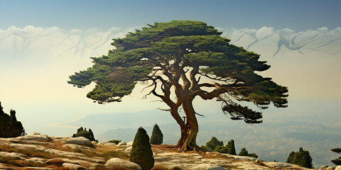 hammerhead pine tree percussive performance environmental background - obrazy, fototapety, plakaty