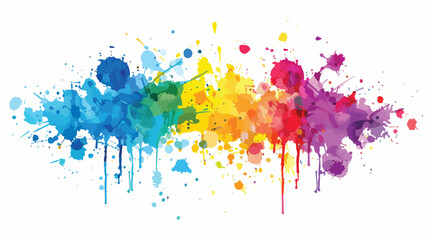 Illustration. Colorful ink splashes. Paint splatters