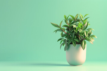 An isolated green plant in a pot