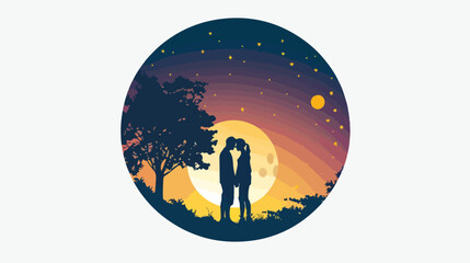 Night Moon Romance Romantic Park Abstract Circle background