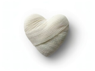 A heart made of bandage material gauze bandage symbolically for wishes for a speedy recovery