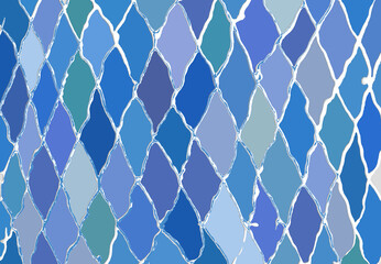 Abstract checkered background with raised mesh made of acrylic paint