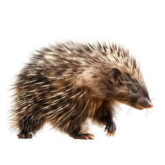 north american porcupine in motion isolated transparent background