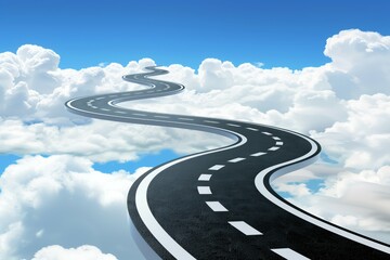 Surreal winding road in the clouds