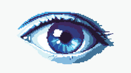 Pixel Eye icon. Blue color. Pixel art style. Design ap